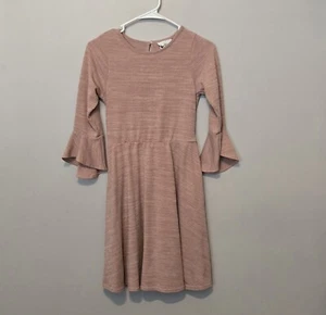 Rare Editions Girl's Rose Colored Knit Sweater Fit n Flare Dress Size 14 - Picture 1 of 11