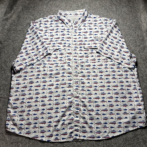 Ocean Coast Men's Shirt Fishing 3XL American Flag Print Button Down