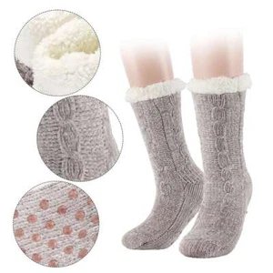 Women Winter Super Soft Warm Cozy Fuzzy Fleece-Lined with Grippers Slipper Socks - Picture 1 of 26