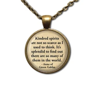 Anne of Green Gables Kindred Spirit Book Lovers Glass Pendant Necklace Jewelry - Picture 1 of 10