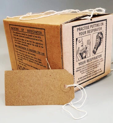 1940s/WW2 Blitz child's prop GAS MASK BOX & Luggage Tag - Great For School Days - Image 1 of 3