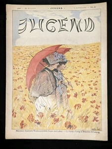 1896 JUGEND "Youth" Magazine August 22 Nr.34 German Art Nouveau Illustrated - Foto 1 di 11