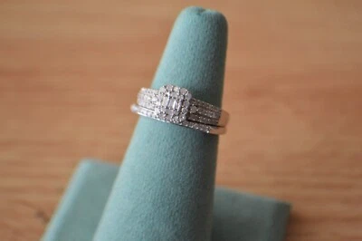 0.50ct Natural White Diamond Stackable Rings Platinum over Fine Silver Size 7 - Image 1 of 4