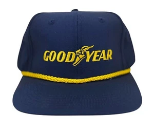 Vintage SWINGSTER Goodyear Hat Snapback Cap Blue Iconic Goodyear Logo w/ Rope - Picture 1 of 9