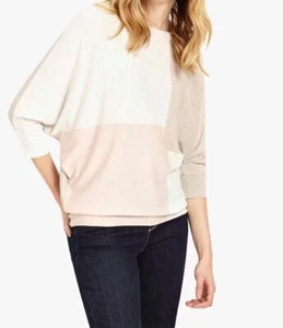 Phase Eight Pink Colourblock Jumper Fine Knit Batwing Size Medium Wool Blend - Picture 1 of 14