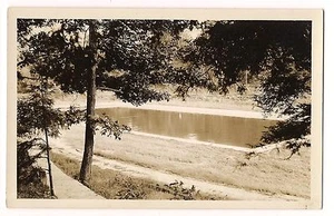 RPPC CEMENT POND Man Made Swimming Pool Lake in Woods Vintage Postcard ANSCO GF - Picture 1 of 2