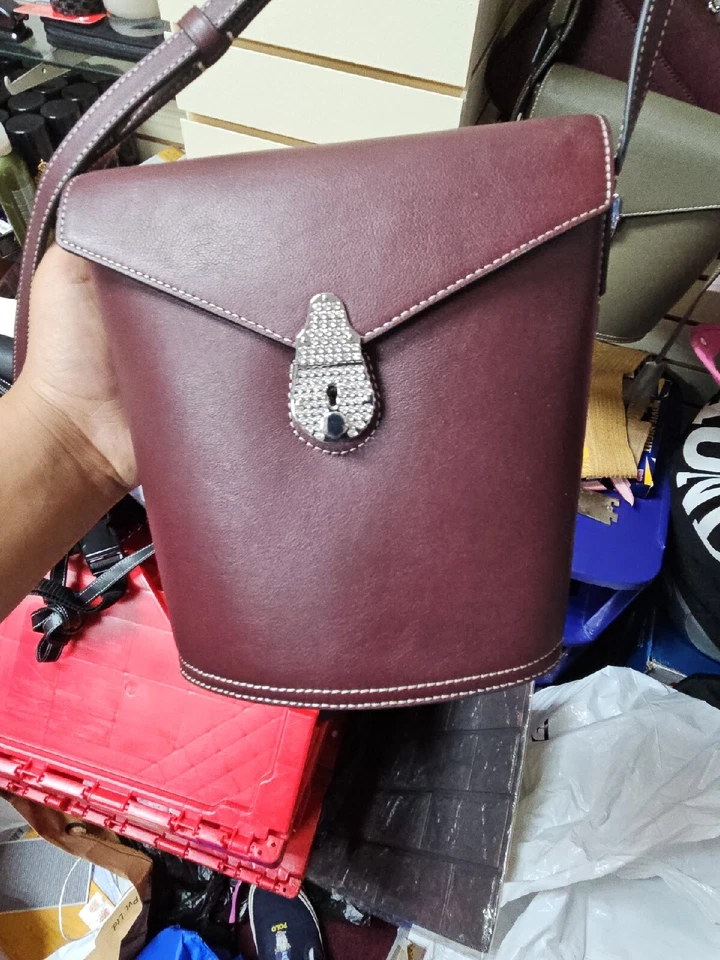 Callaway Burgundy Rhinestone Leather Crossbody Handbag Purse