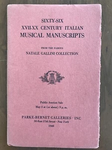 17.-20. Jahrhundert italienische musikalische Manuskripte Parke Bernet Auktionskatalog 1949 - Bild 1 von 3
