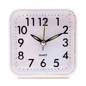Battery Powered Alarm Clock Quartz Quiet Simple No Tick Bedroom Bedside Clocks - Picture 1 of 12