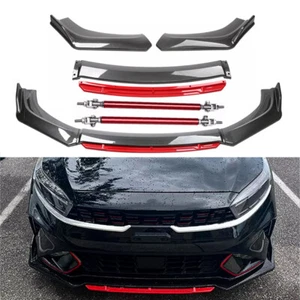 For Kia Forte Front Bumper Lip Body Kit Splitter Spoiler Glossy Carbon - Picture 1 of 14