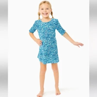 Lilly Pulitzer Girls Mini Belden Dress Cumulus Blue Blooming Together S 278557 - Image 1 of 4