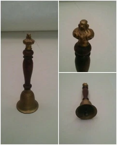 Vintage Brass & Wood Handle Bell 6.5 Inches Tall  - Picture 1 of 4