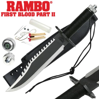 MC-RB2 15.38" Rambo First Blood Part II 2 Survival Hunt Bowie Knife Fixed Blade - Image 1 of 4