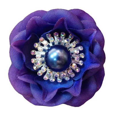 1 Grande Fleur Épingle Cheveux Pic Chignon Mariage Mariée BLEU VIOLET - Photo 1/3