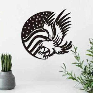 Arte de pared de metal American Eagle para decoración de exteriores diseño único de arte de pared - Imagen 1 de 6