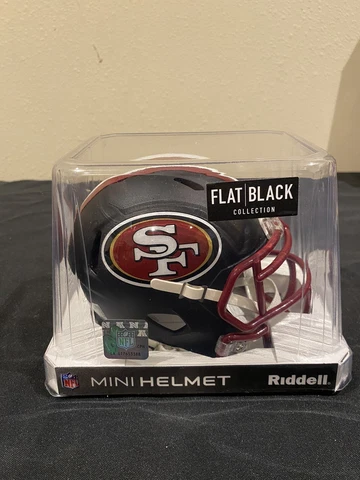 San Francisco 49ers Flat Black Riddell NFL Football Speed Mini Helmet New in Box Cover