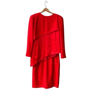 Vtg PIERRE BALMAIN Paris Skirt Suits Women’s 10 Red Asymmetrical Long Sleeve - Picture 1 of 6