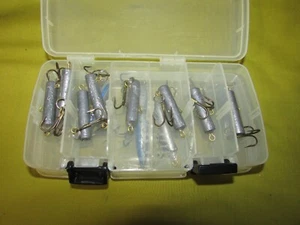 Plano Fishing Lure Box W/Lake Trout Jigs, 14 Cut Bait Deepwater Jigs, Salt/Fresh - Picture 1 of 5
