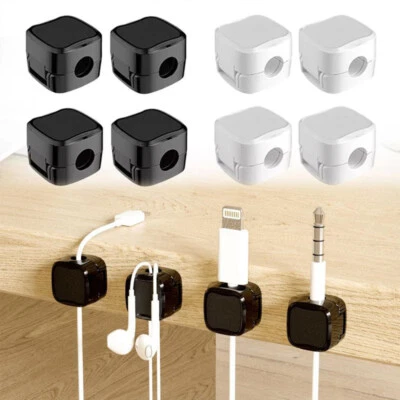 6pcs Magnetic Cable Clips Self-Adhesive Cord Organizer Holder Desk Cables Fix  ! - Image 1 of 4