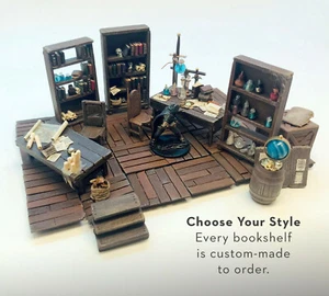 Bücherregal [PICK ONE] bemalt D&D Pathfinder 100% Handarbeit Gelände Taverne Minis - Bild 1 von 9