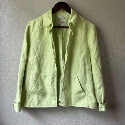Talbots Petites Vintage Irish Linen Open Blazer Jacket 16P Minimal Office Career - Image 1 of 4