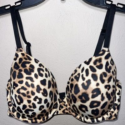 Sujetador Camiseta ROSA Victoria's Secret Negro Leopardo Wear Everywhere 34D VS Light LN Foto 1 de 4