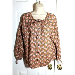 J. Crew Collection Tie Sleeve Button Front Blouse Ratti Prism Floral Print sz S - Picture 1 of 3