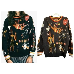 WAH WAH x Kaylene Whiskey Size XL 16 Black Knit Superfine Merino Wool Jumper - Picture 1 of 20