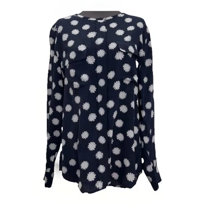 Blusa Equipment Mujer M Azul Estampado Margarita Manga Larga Abotonada Foto 1 de 4