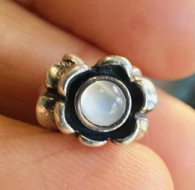Auténtico Pandora Morning Glory Moonstone Flower Charm de plata esterlina #790279 Foto 1 de 4