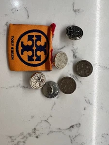 Tory Burch Silver Replacement Buttons 1  1/8" Logo Shank w Label Set of 6 - Picture 1 of 1
