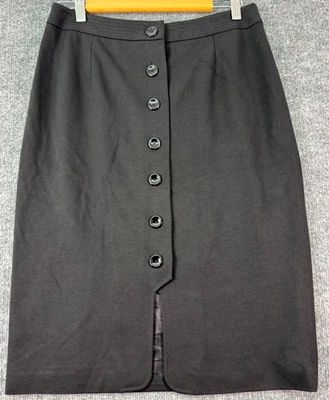 Falda Lápiz Talbots Botón Frontal Talla 6 Negra Tela Italiana Completamente Forrada Foto 1 de 4