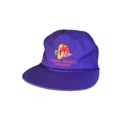Gorra de recuerdo de nailon púrpura vintage años 90 Coral World Bahams Foto 1 de 4