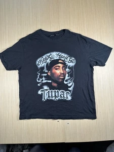Vintage 2pac T Shirt Mens L Black Tupac Shakur Keep Ya Head Up Graphic Hip Hop - Picture 1 of 4