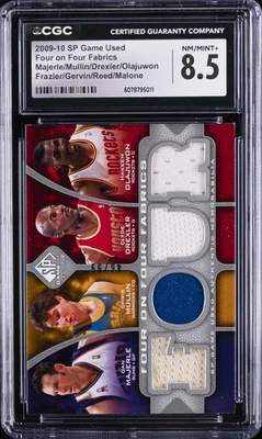 2009-10 UPPER DECK SP GAME USED MAJERLE/MULLIN/DREXLER/OLAJUWON CGC 8.5 - Image 1 of 2