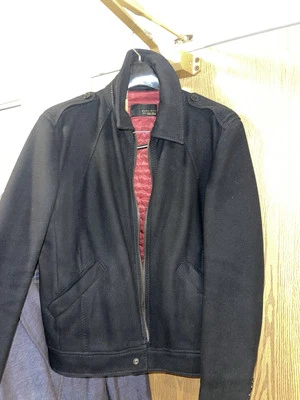 Chaqueta Zara Para Hombre Grande Negra Bomer Hombre Cremallera Completa Bolsillos Forro Abrigo! Foto 1 de 4