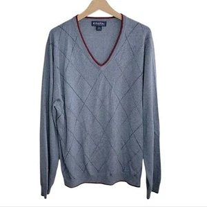 Brooks Brothers | Suéter Gris Azul Marino Rojo Azul Claro Argyle Lana Merino Talla XL - Imagen 1 de 6