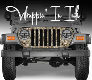 Grill Wrap Obliteration Buck Skull Camo for the Jeep Wrangler 1997-2006 - Picture 1 of 1