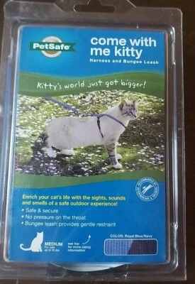 PetSafe Come With Me Kitty Cat Harness & Bungee Leash, SZ Medium Royal Blue/Navy - Image 1 of 2