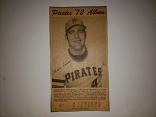 Charlie Sands  Pittsburgh Pirates Post Gazette 1972  Baseball Album Card #22