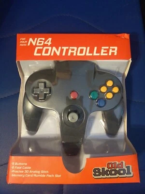 Old Skool Black Wired Controller for Nintendo 64 N64 - Image 1 of 3