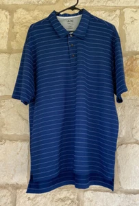 Adidas ClimaLite blau gestreift Golf Polo Tenaska reflektierend bestickt Größe L - Bild 1 von 10