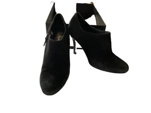 Cole Haan Air Talia Ankle Boots Heels NikeAir, Black Suede Leather Stiletto 8.5 - Picture 1 of 11