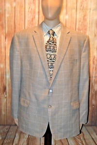 Lauren Ralph Lauren Men Check Silk Wool 2 Front Button Sports Coat Sz 50R - Picture 1 of 11