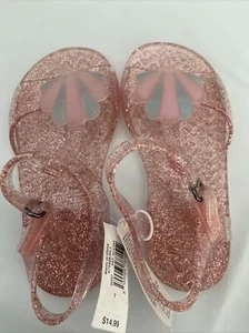 Glitter T-Strap Jelly Sandals for Toddler Girls Pink New NWT Size 7 - Picture 1 of 3