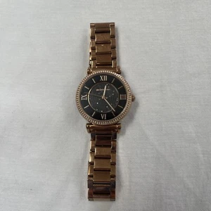 Reloj Michael Kors Damas Funciona 251806-Dorado Rosa-Cara Negra-Batería Nueva - Imagen 1 de 10