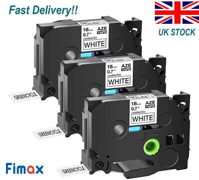 LABELIFE 3PK Compatible Brother TZ TZe-241 P-Touch Black on White Label Tape 18mm PT-D450