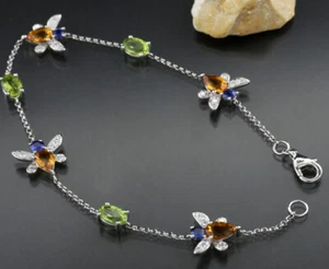 Armband Brillanten farbige Edelsteine 3,20 carat "Bienen" 750er Weißgold Biene - Bild 1 von 6