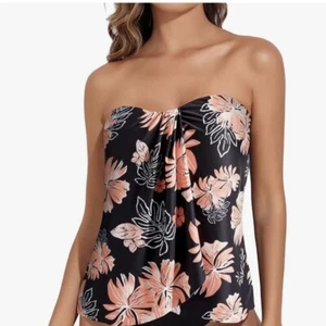 Tempt Me Bandeau Tankini Strapless Halter Bathing Suit Top Only Floral XXL NWT - Picture 1 of 7