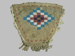Great Antique Native American Indian Plains Bead Beaded Pouch C.1800's - Picture 1 of 4